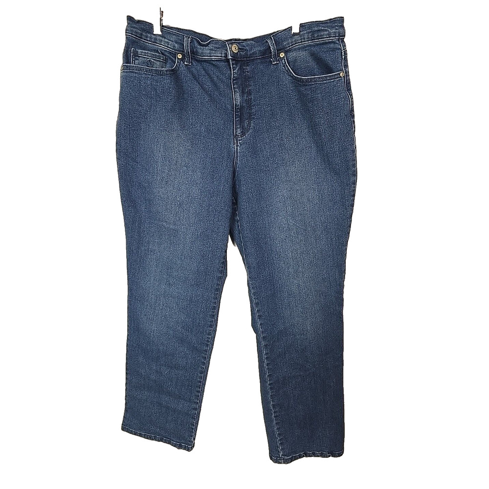 Gloria Vanderbilt Amanda Blue Denim Straight Leg High Rise Jeans Womens Size 18S